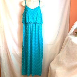 Aqua Print Maxi Dress, Size L